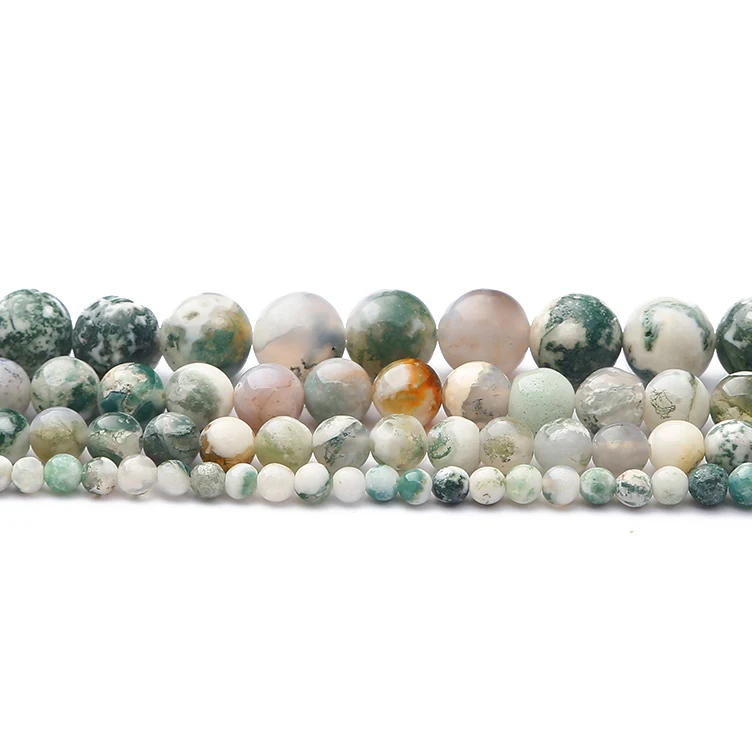 4-12 mm natürliche weiße Moosachat-Steinperlen, runde lose Abstandsperlen für die Schmuckherstellung, DIY-Armband, Halskette, Zubehör – Detail 5