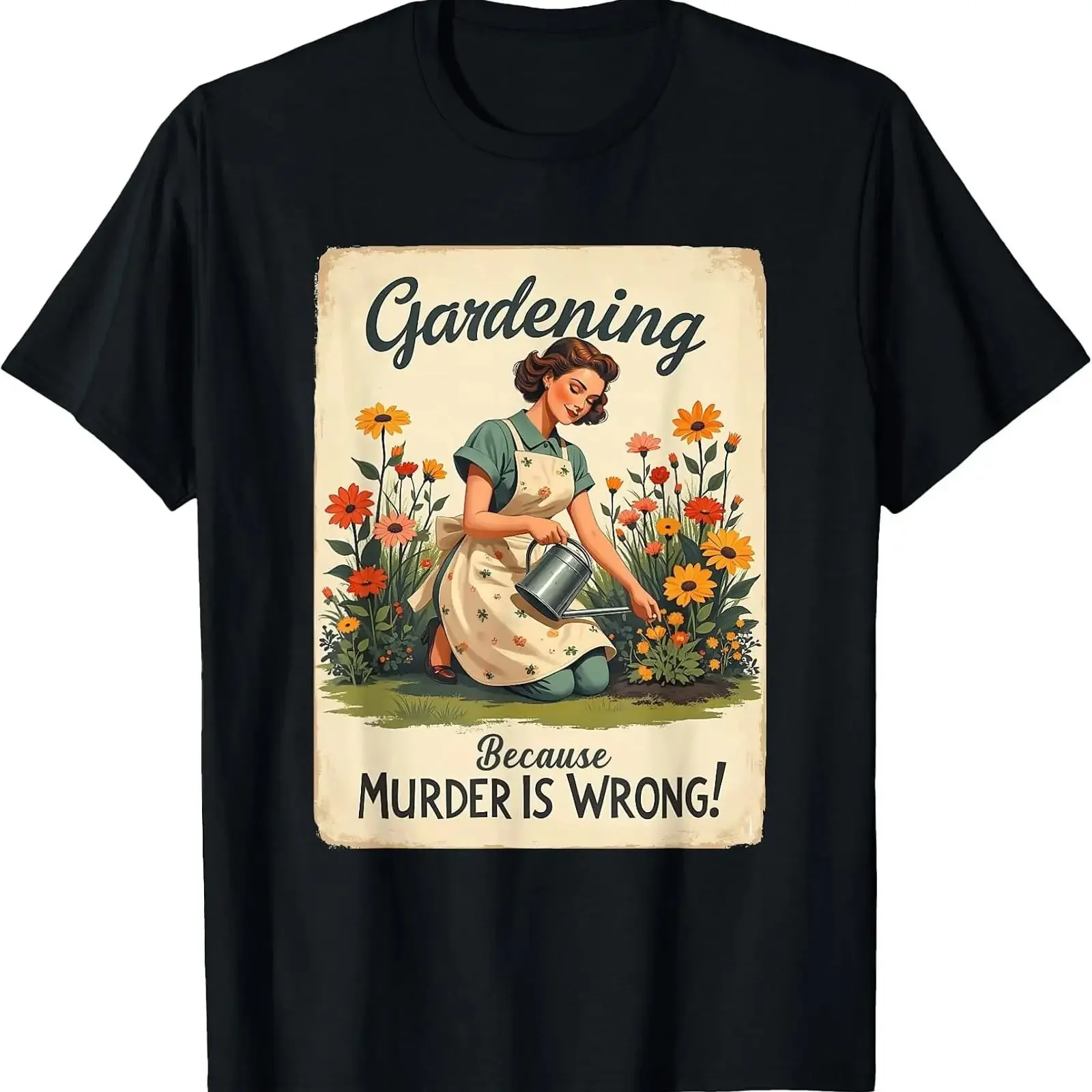 Gardening A Positive Hobby for Women Fun T Shirt Design Image 1 of 3 vintage Washed streetwear Breathable graphic Stylish