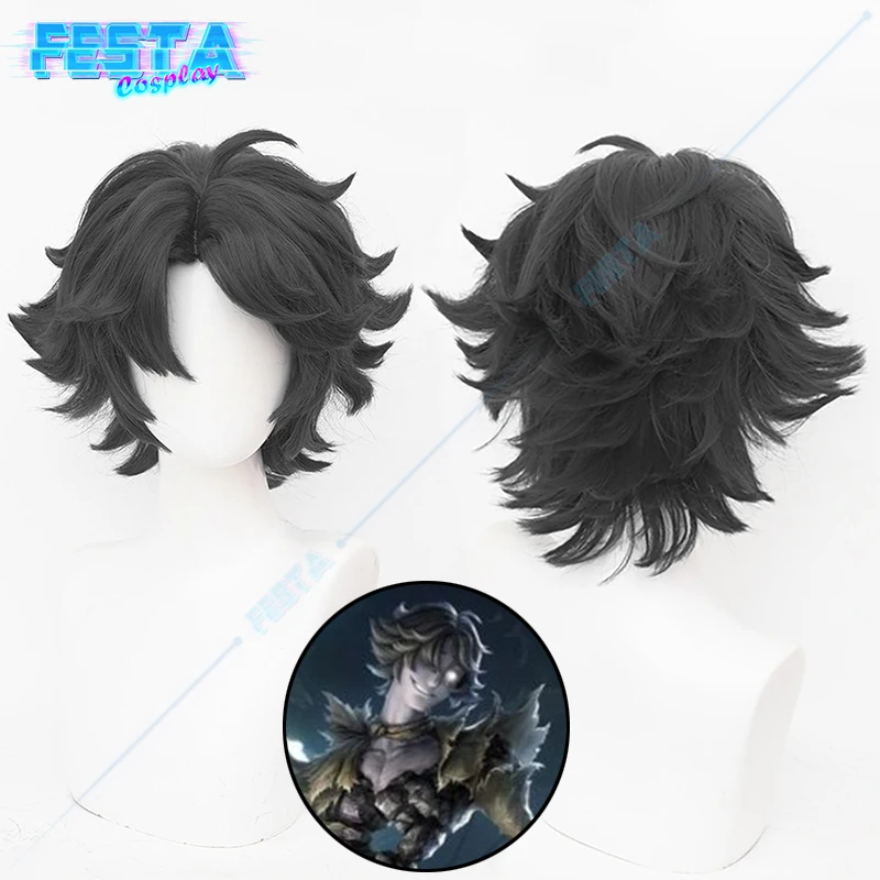 Identity Ⅴ Fool's Gold Norton Campbell Cosplay Wig Black Short Hair Heat-resistant Fiber Hair with Free Wig Net Game Hair