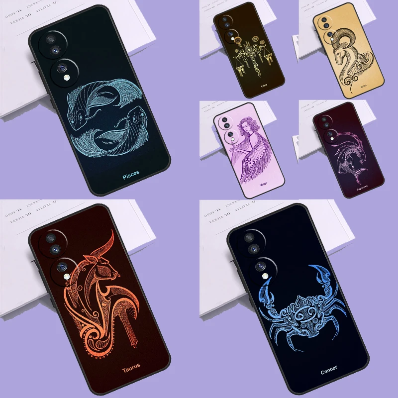 Zodiac Sign Case For Honor X9 X6 X7 X8 a Magic 4 5 Lite Honor 90 Lite 50 70 8X 9X Magic 5 Pro Coque