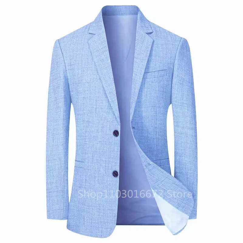 Beige/Blue Men Suit Linen Blazers Jackets Business Casual Suit Designer Coats New Spring Summer Formal Wear Slim Fit Blazers