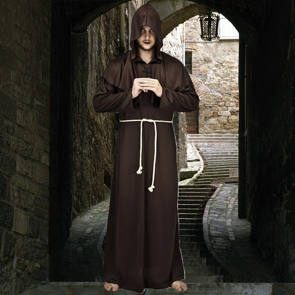 Vintage Priest Robe Wizard Uniform Renaissance Friar Costume Monk Robes Medieval Cloak