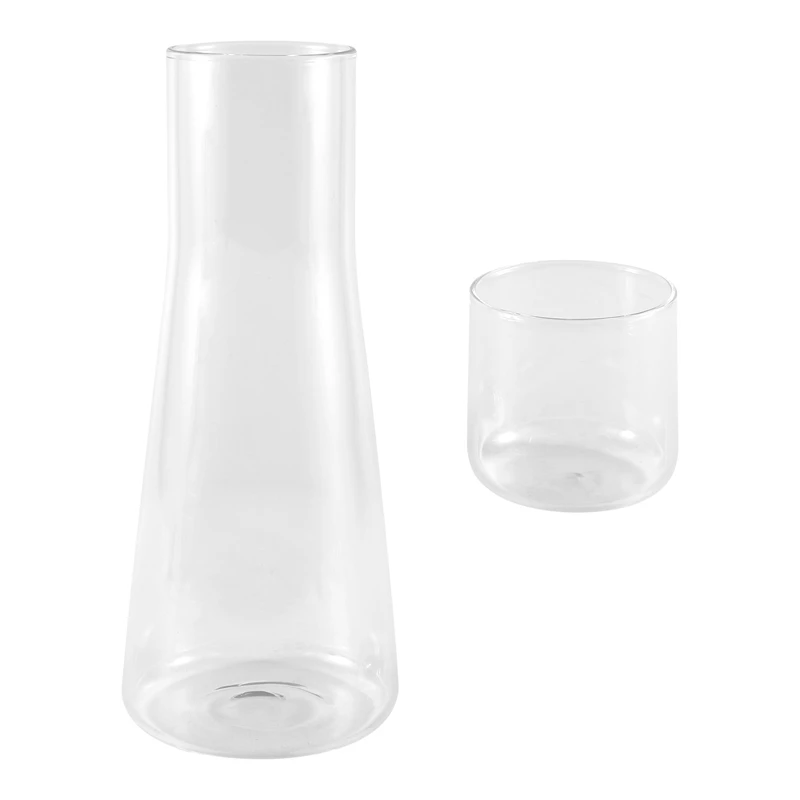 Clear Bedside Water Carafe Set with Tumbler Glass for Bedroom Nightstand, Night Water Carafe with Glass, with Cup Set