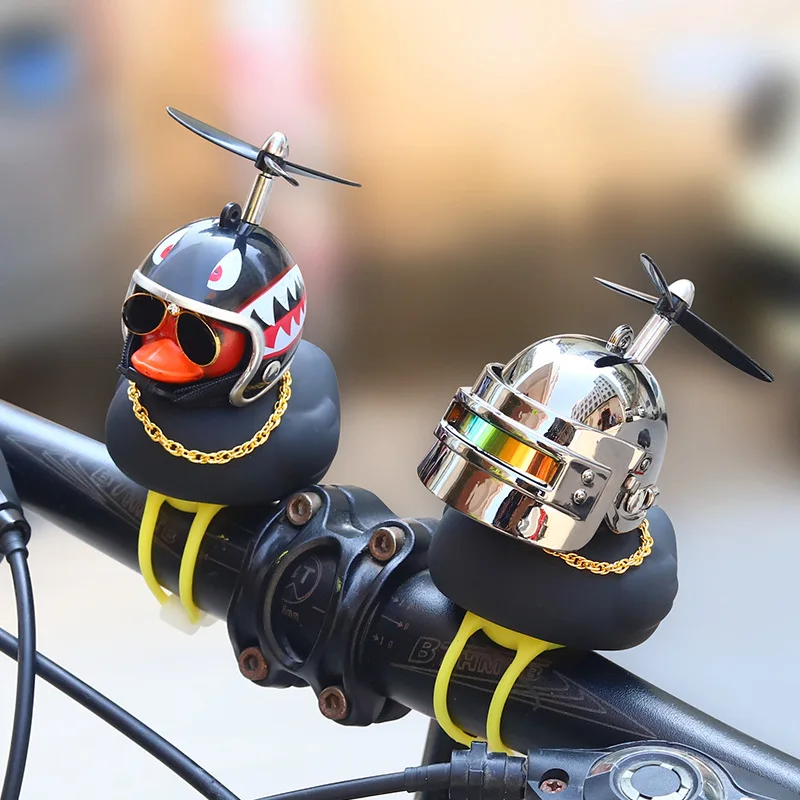 Bicycle Small Yellow Duck Propeller Helmet Standing Duck Broken Wind Ducky Decoration Bike Motor Car Cycling Bicycle Ornaments