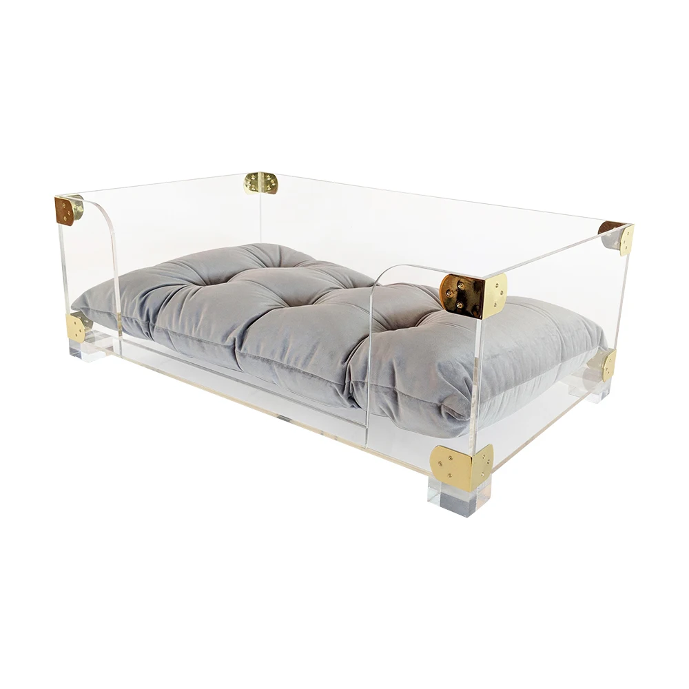 comfortable furniture acrylic pet bed custom lucite dog bed with brass corners pet supplies & accessories