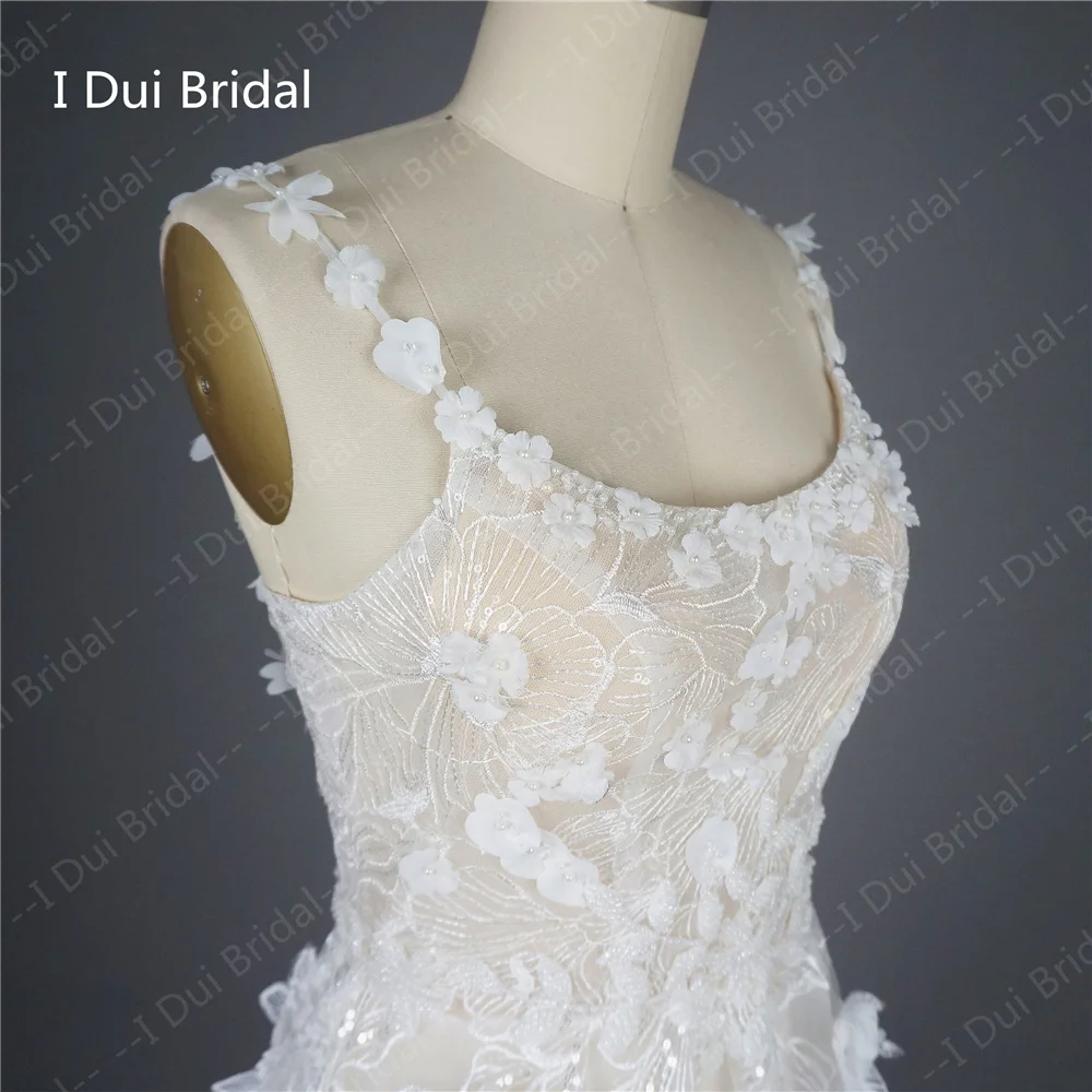 Abito da sposa esclusivo in pizzo fiore 3D abito da sposa con paillettes nuovo stile