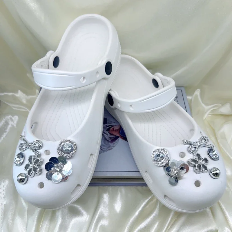 Luxury Pearl Chain Flower Ballet Clogs Accessories Summer 2026 Elegant Rhinestore DIY Shoes Charms Set Women Shoes Decorations