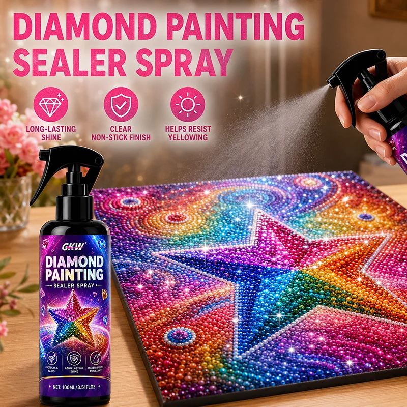 Diamond Painting Sealer Spray, Fast‑Dry Non‑Sticky Clear, Stop Diamond Shedding, Lock Shine Anti‑Yellowing, for Puzzles & DIY