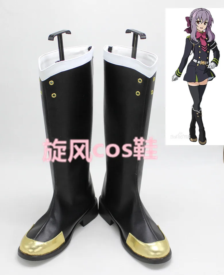 

Anime Shinoa Hiiragi Cosplay Shoes Long Pu Leather Boots Women Men Halloween Role Play Shoes Prop