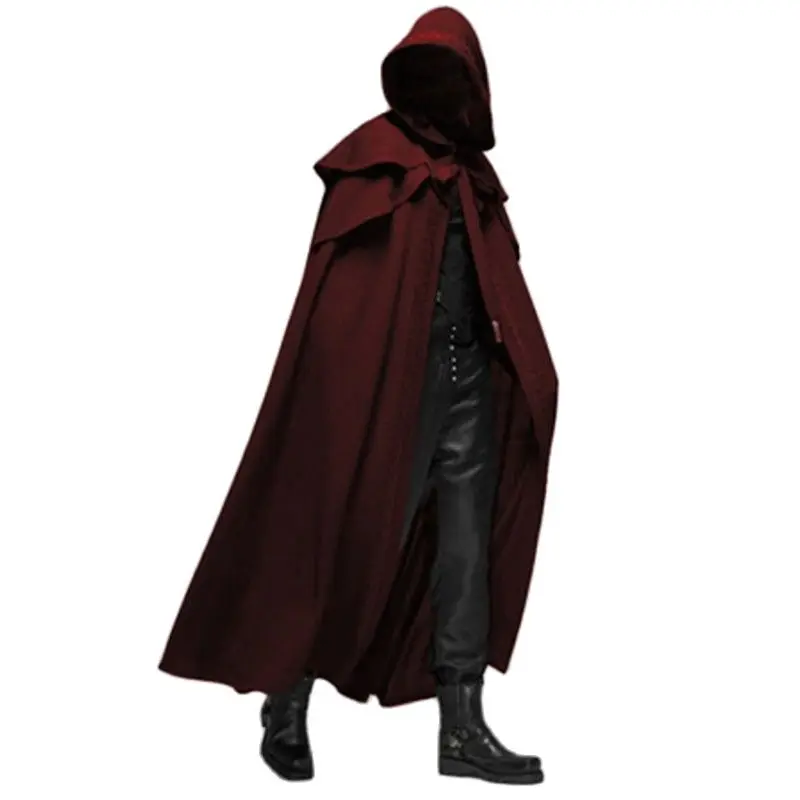 Cloak Coats Loose Windproof Winter Long Monk Outerwear Hot Sale Mens Robe Top Cosplay Male Hoodie Punk Capes Overcoat Robes