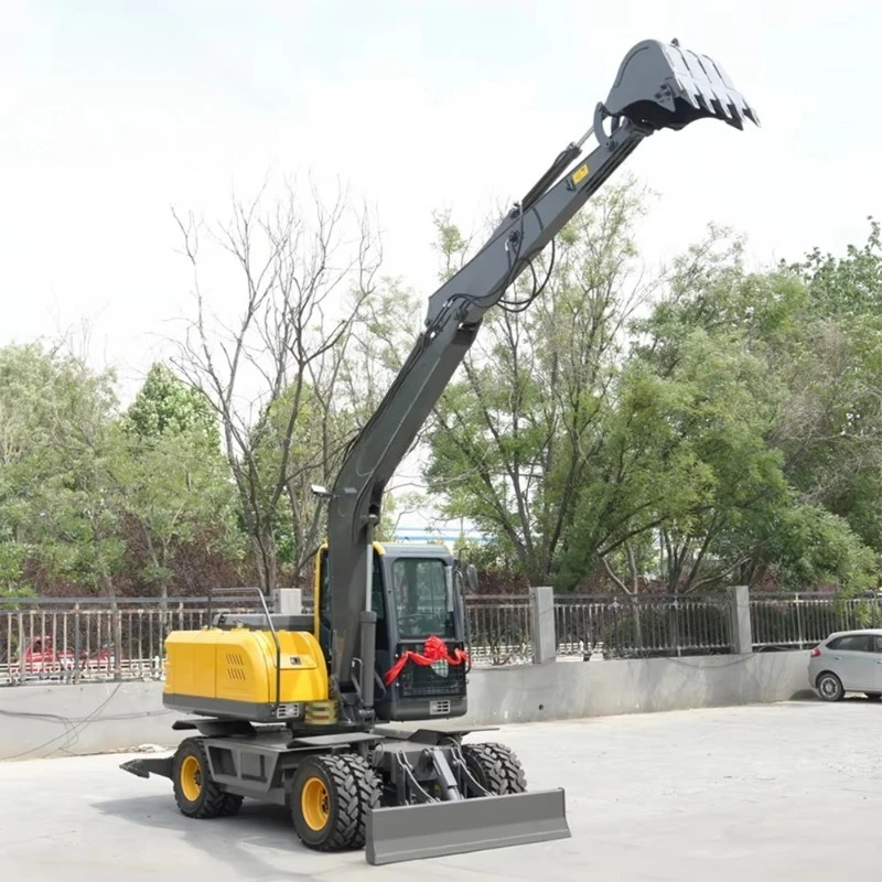 Heavy Duty Wheel Excavator Machine Heavy Capacity Rock Bucket Attachment Mobile Vehicle Designed For Mountain Infrastructure