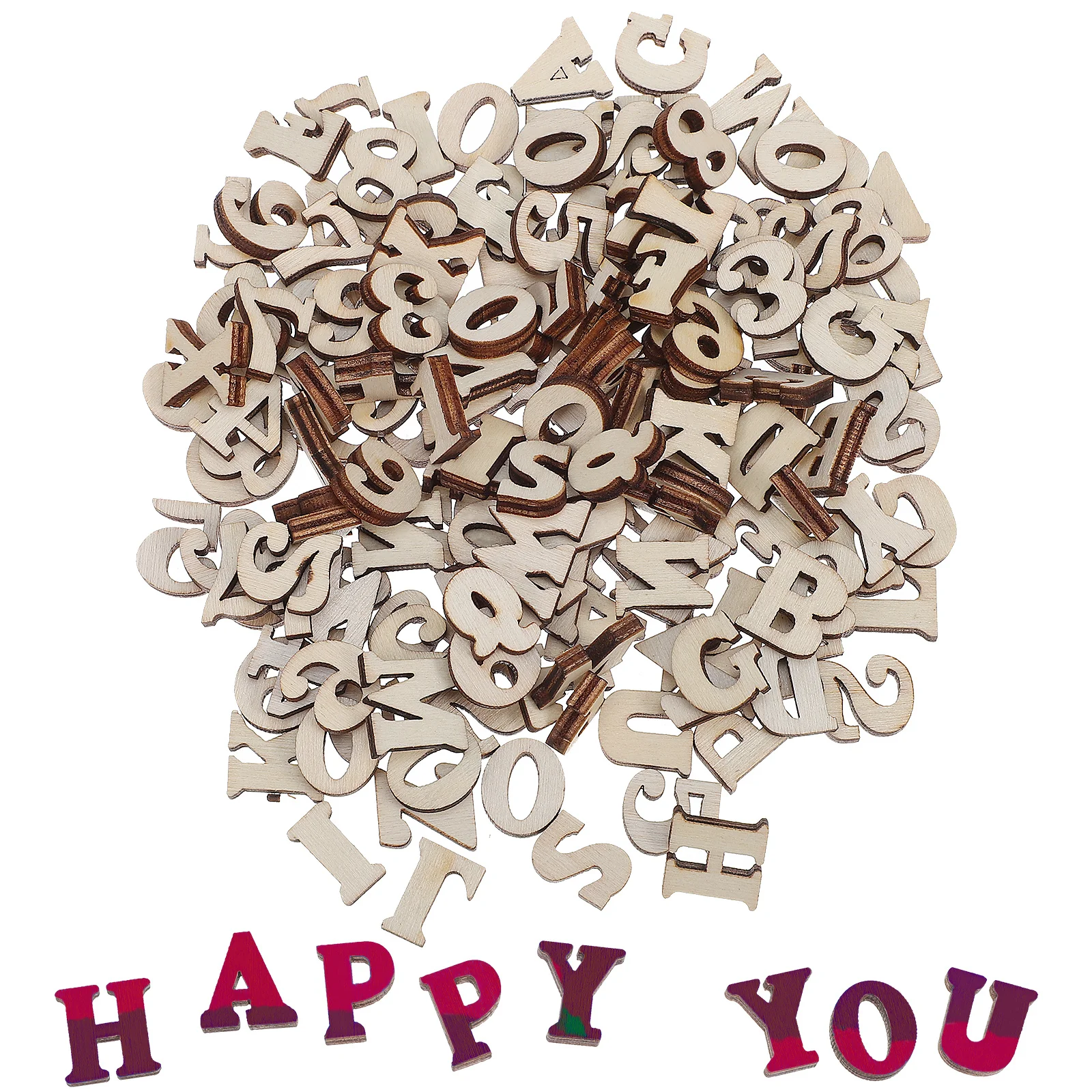 204 peças letras do alfabeto de madeira números cor natural para artesanato diy decoração de aprendizagem educacional atividades pré-escolares