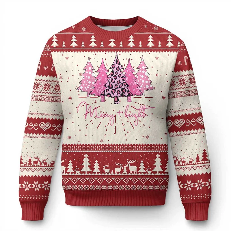 2027 Coquette Bows Ugly Christmas Sweater Ribbon Inspired Graphics on Festive Crewneck Sweaters for Men Women and Winter Looks