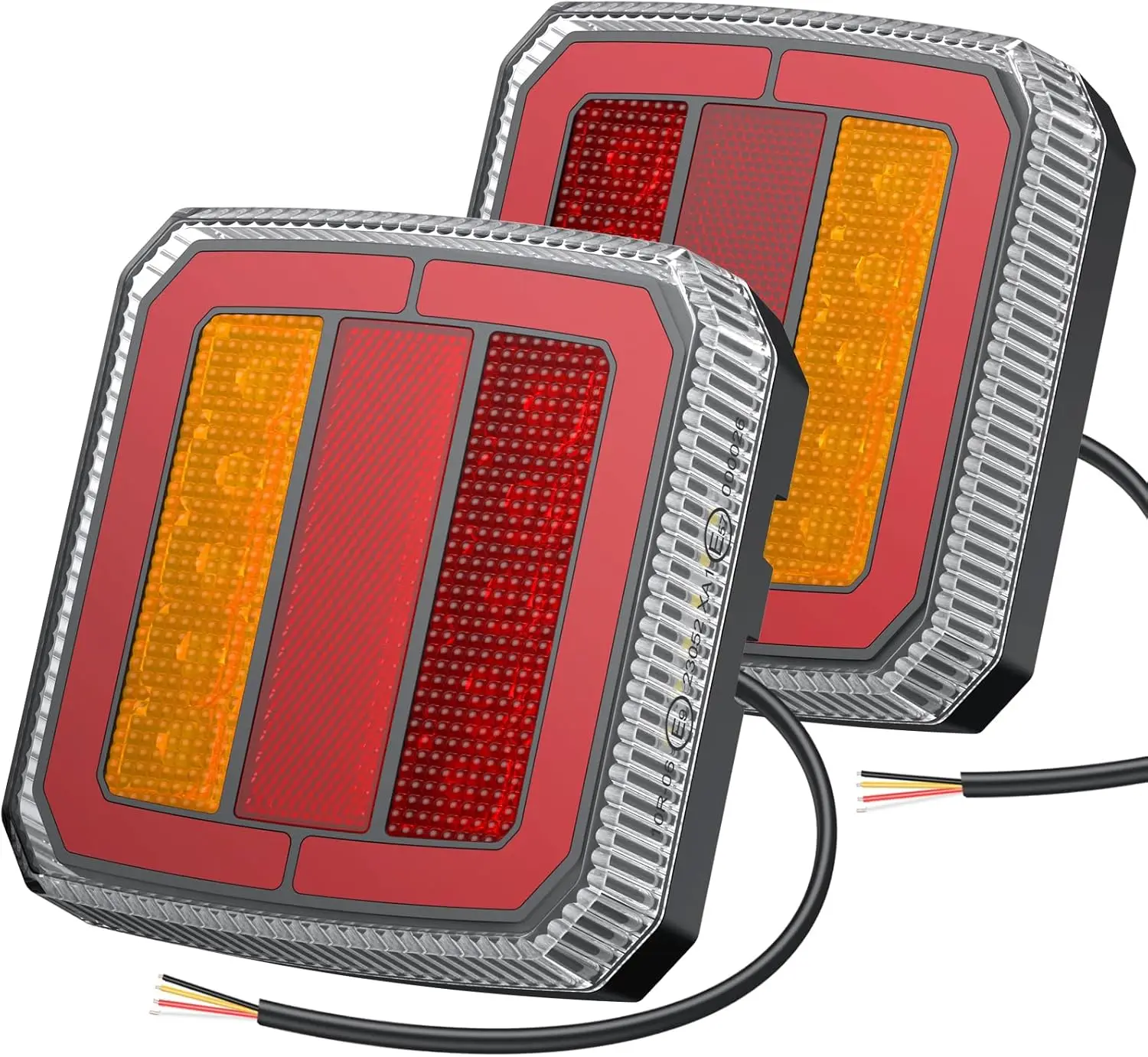 2Pcs LED ,E-mark Certified,IP65  12-30V, Multifunctional with Brake, Turn Signal & Reflector for Trailers, Trucks, and RVs
