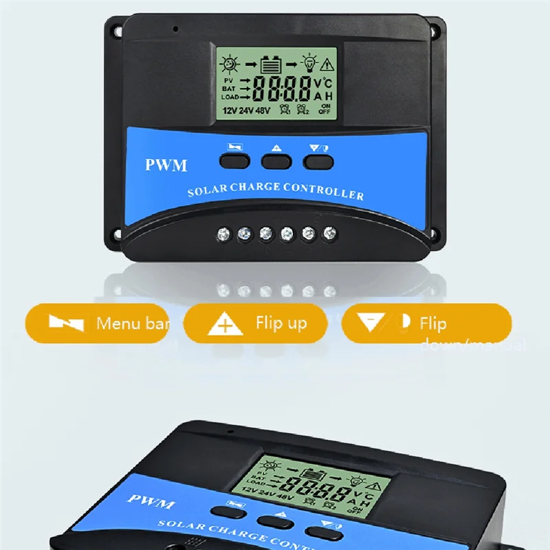 ABJO-Solar Charge Controller 30A لوحة طاقة شمسية منظم بطارية مخصص، تلقائي 12 فولت/24 فولت/48 فولت PWM لـ FLD/Lifepo4/SLD/GEL