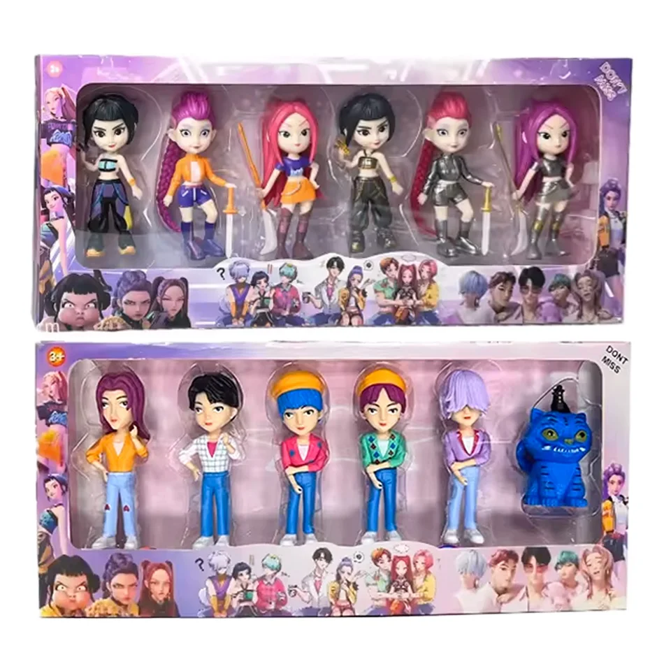 Anime kpop demônio caçadores figura modelo brinquedo dos desenhos animados periféricos de jogos mesa decoração coleção figuras modelo brinquedo para o presente do miúdo