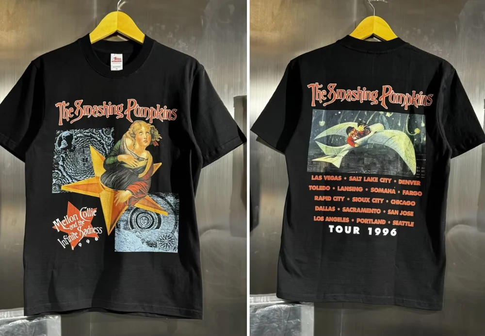 2026 The Smashing Pumpkins 1996 Tour Double Sided Print T-Shirt Men Women Vintage Cotton Short Sleeve Tees Oversized Y2K Tops