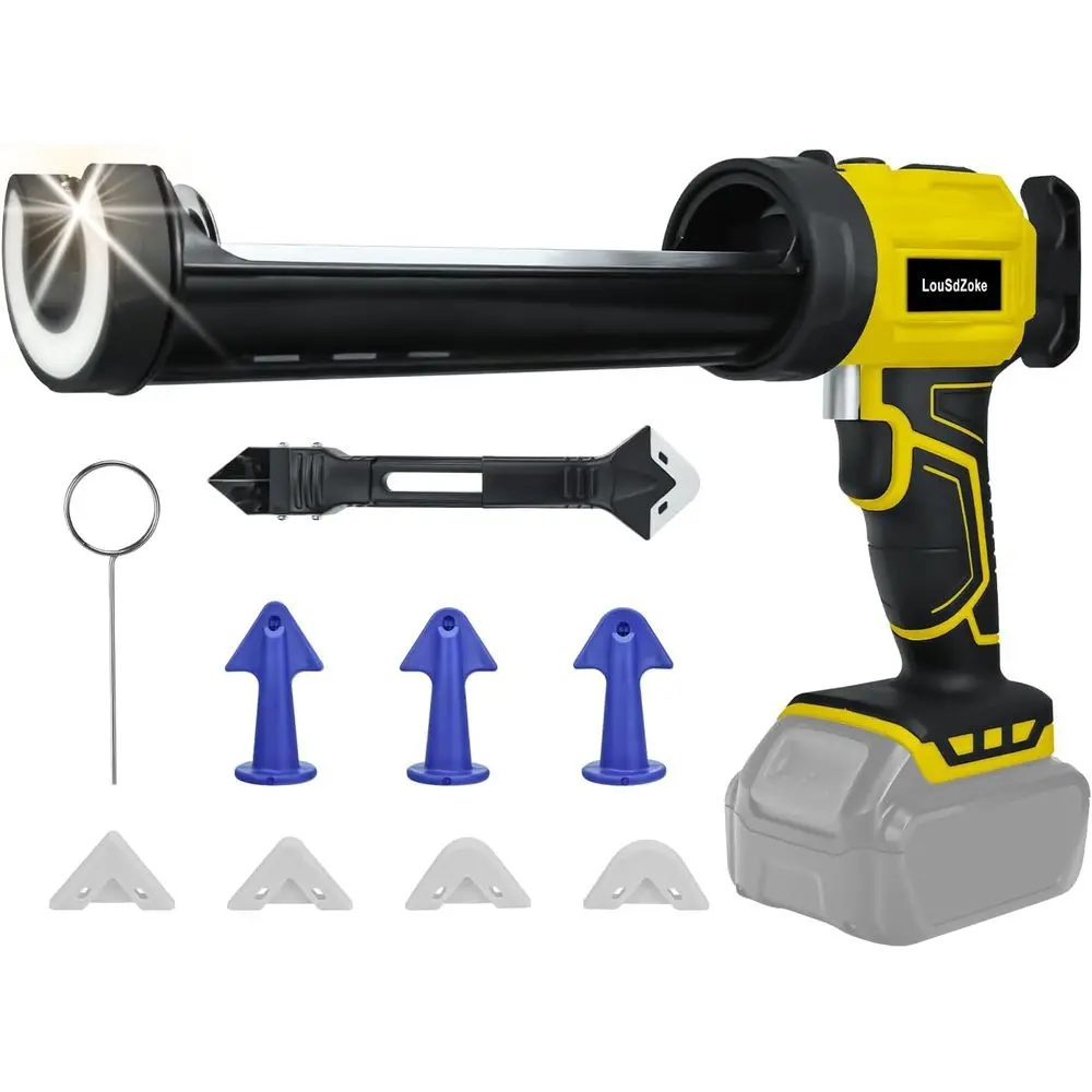 

20V Max Battery Electric Silicone Gun, 10 Oz/300ml, LED Light, 4 Adjustable Settings for Sealing, Repair