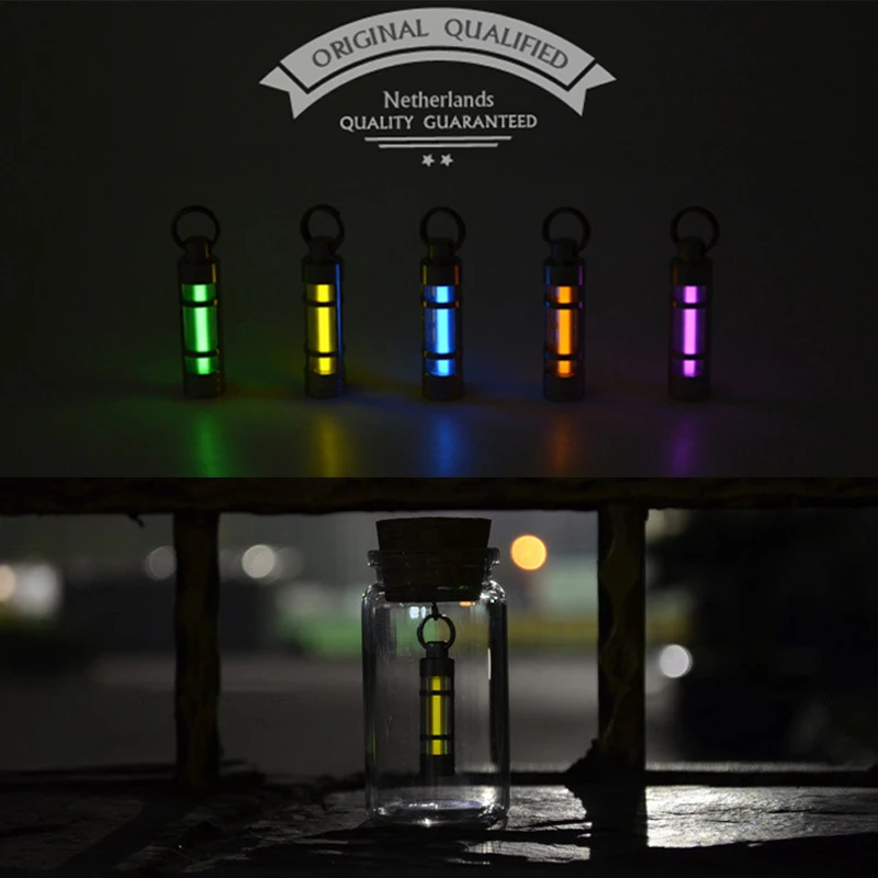 Alloy Titanium Keychain Tritium Gas Lamp Automatic Lights Titanium Key Ring Life Saving Emergency Lights For Camp Climb Fishing