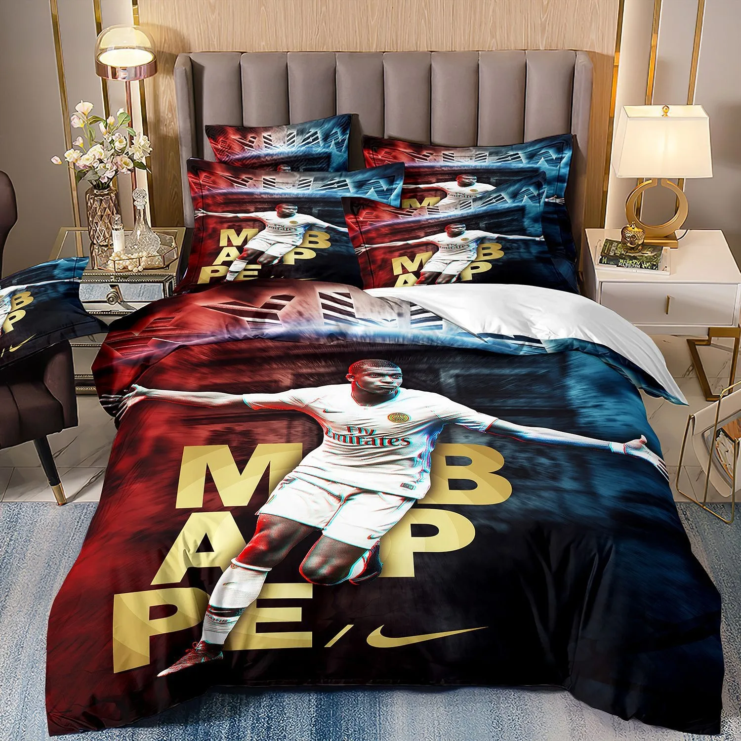 Soccer Star Kylian Mbappe Bedding Set 3D Printed Duvet Cover&Pillowcase 2/3 Pcs Single Double Queen King Size Quilt Cover