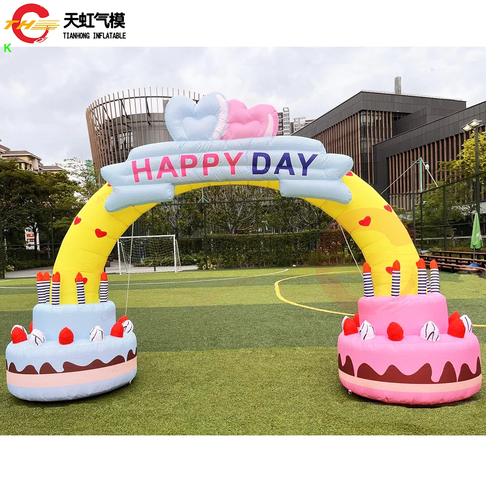 Fast Door Shipping Happy Day Inflatable Arch Blow Up Inflatable Archway for Birthday Anniversary Carnival Party