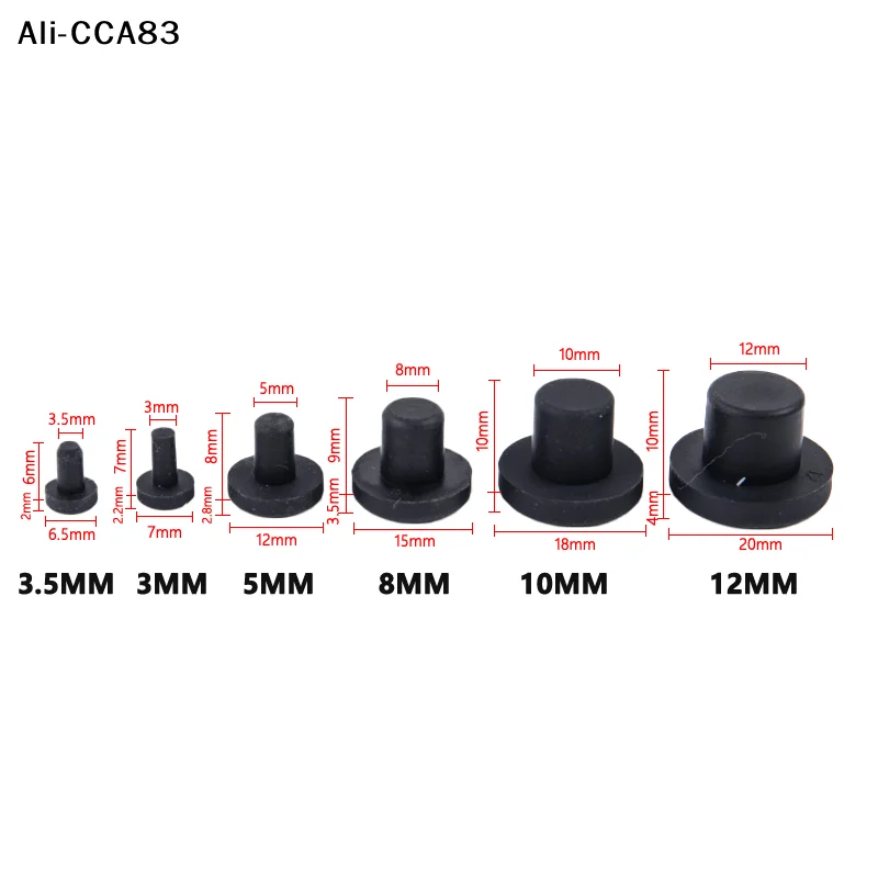 (YY) 10 قطعة 2025 جديد الصلبة المطاط ثقب قبعات 3-12 مللي متر ارتفاع درجة الحرارة المقاومة ختم ثقب المقابس