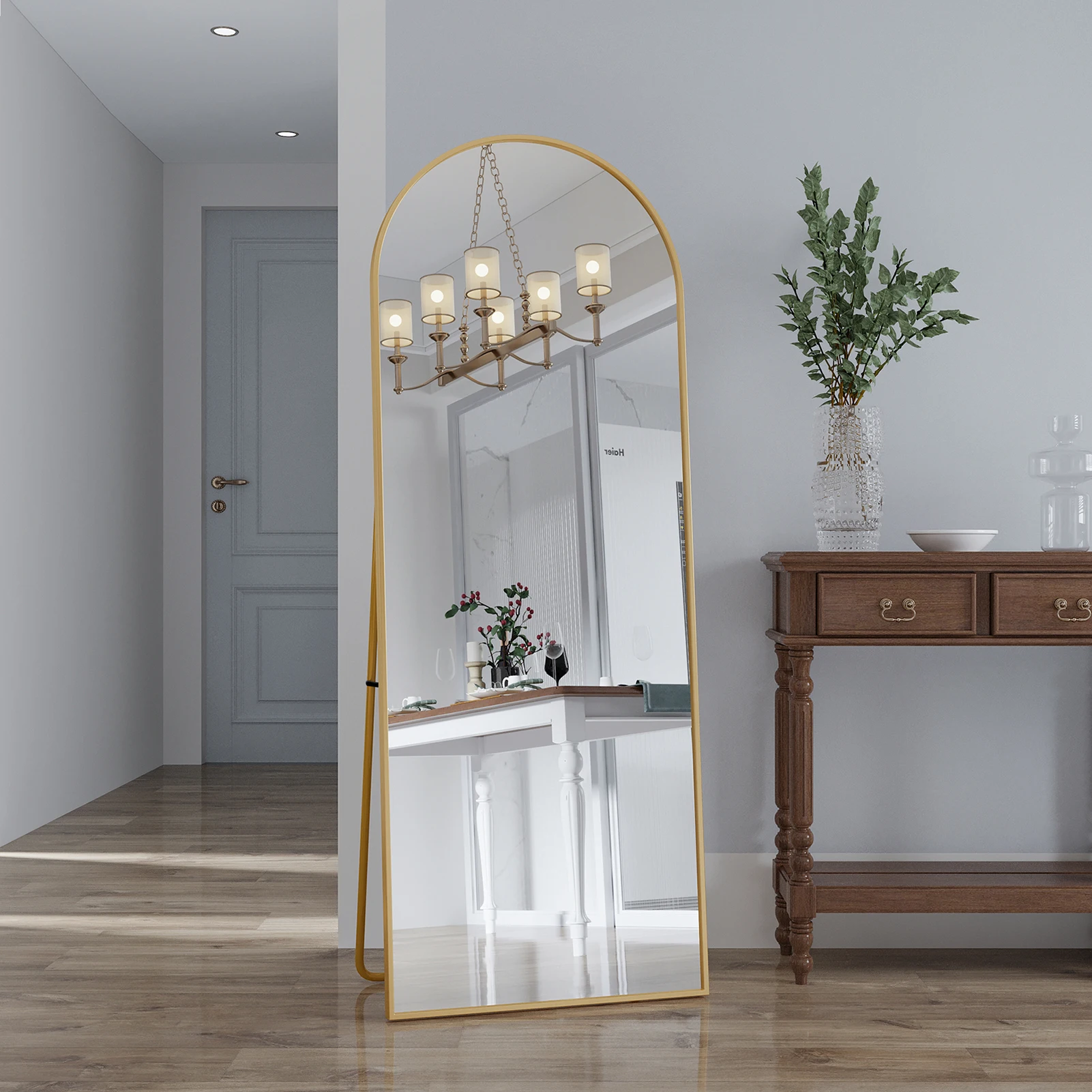 ROSAHQNDA Miroir pleine longueur, sur pied ou mural, grand miroir pleine longueur, miroir de dressing pour le salon