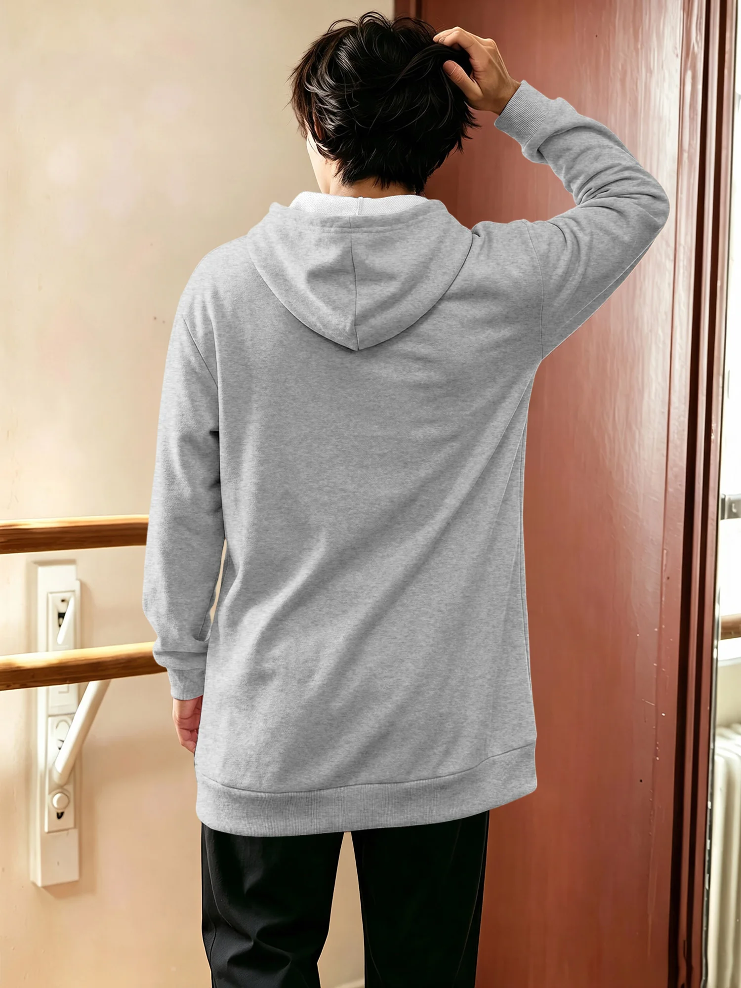 Y2K Simple Women Long Zip Up Hood Jacket Solid Loose Oversized Hooded Sweatshirt Streetwear Outer Tops