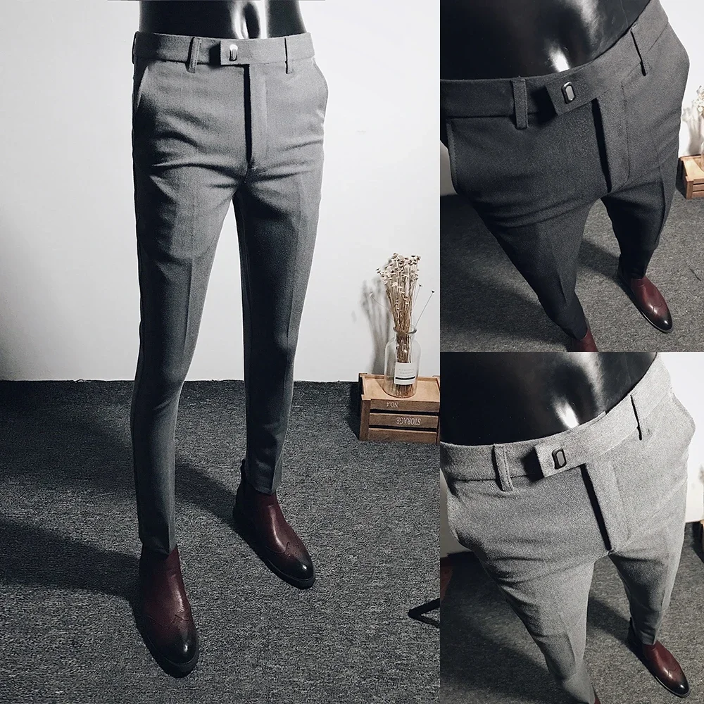 Men\'s Casual Stretch Pants New  Slim Business Formal Office Versatile Interview For Solid Color Daily Wear Hot Selling Shorts