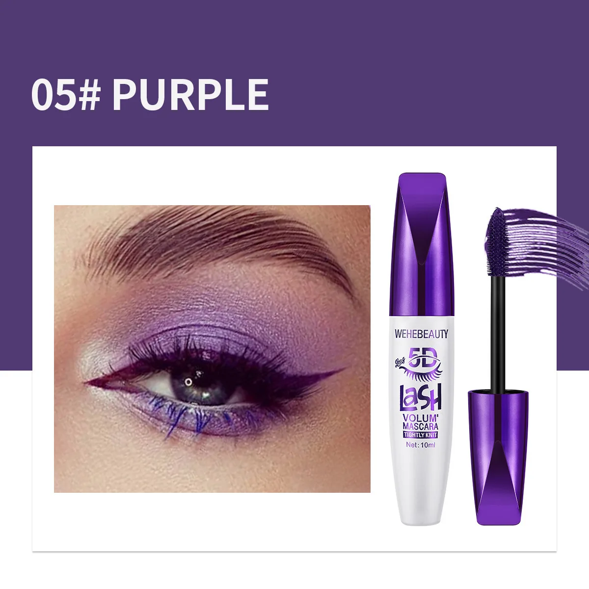 5D Colorful Volum Mascara Thickening, Lengthening, Curling, Waterproof Liquid Fiber Mascara,One Brush Enlarges Both Eyes