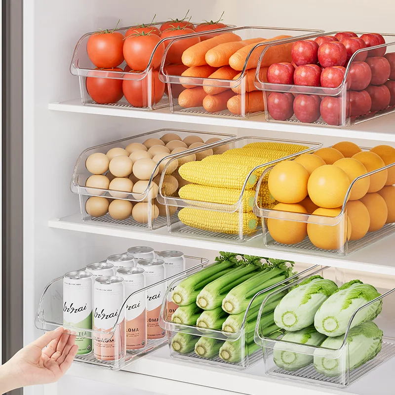 

Food Storage Containers with Lid Plastic BPA-Free Kitchen Organizer, Clear Refrigerator Box for Eggs, Fruits, Vegetables