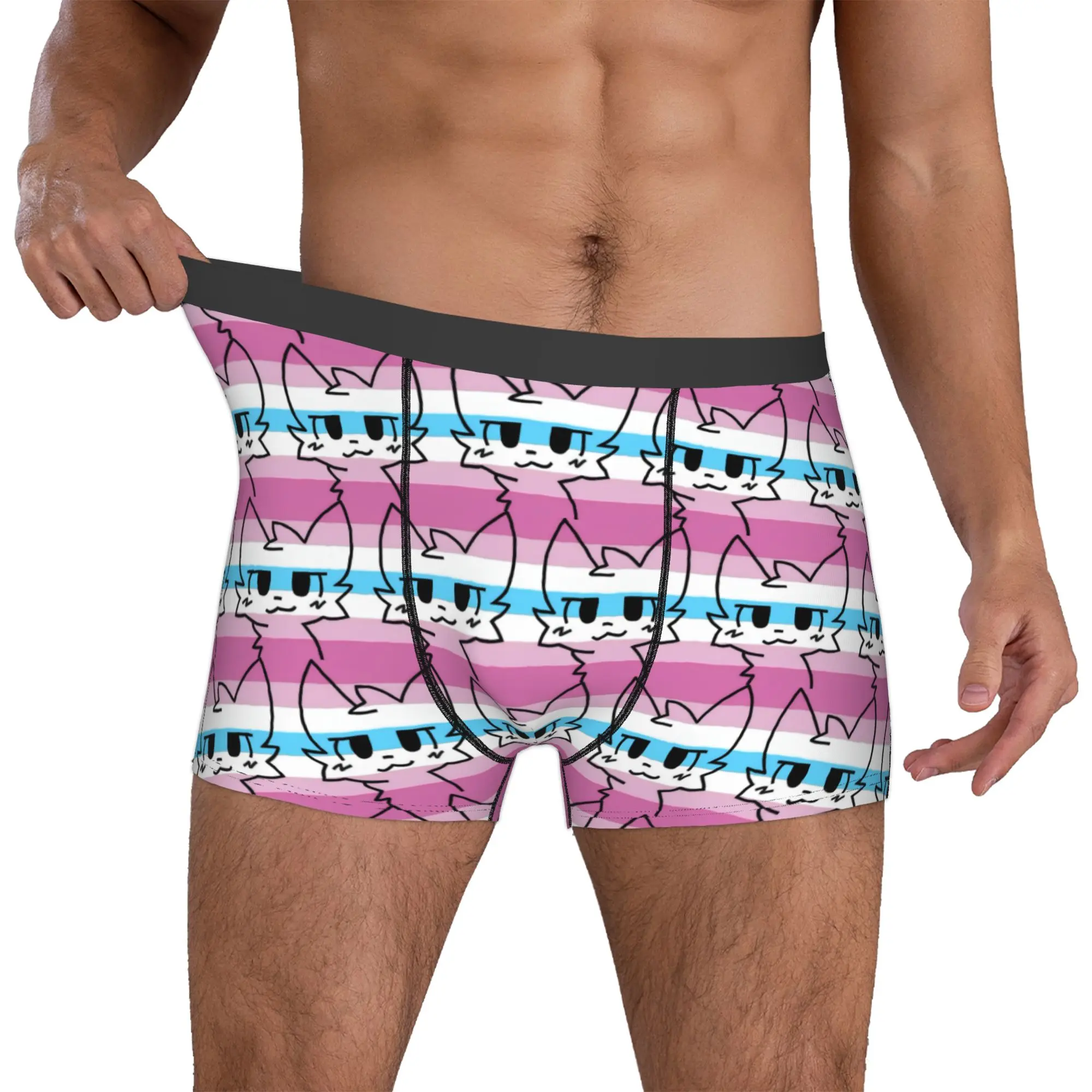 Custom Boykisser Silly Cat Boxers Shorts Men Cute Cartoon Briefs Underwear Funny Underpants
