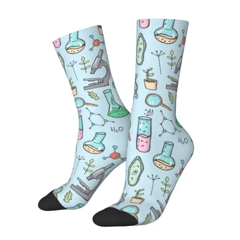 Custom Biology And Chemistry Dress Socks Men's Women's Warm Funny Novelty Natural Science Studies Crew Socks