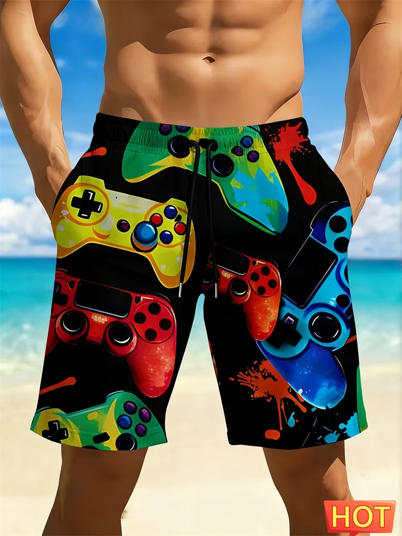 Board Game Quick - Cool Graffiti Gamepad Beach Shorts For