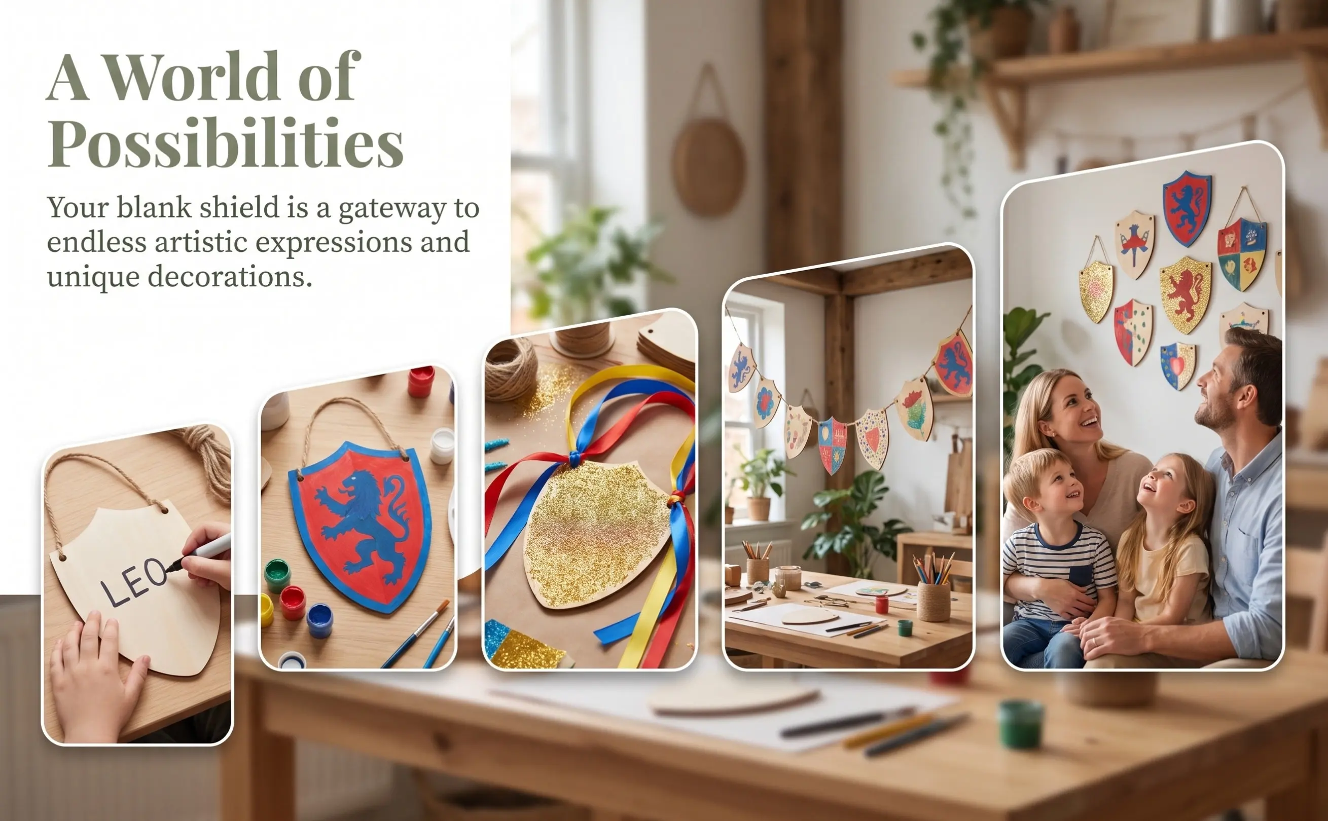 30Pcs Wooden Shield Shape Unfinished Craft Cutouts Blank DIY Painting Wood Embellishment Decor for Holiday Ornaments