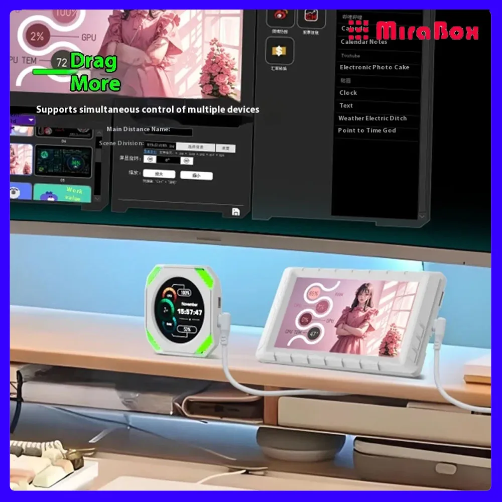 

Корпус Mirabox D5, USB-вторичный экран, 5-дюймовый для компьютера, процессора, графического процессора, дисплей, многотематический USB-экран монитора, штраф на заказ