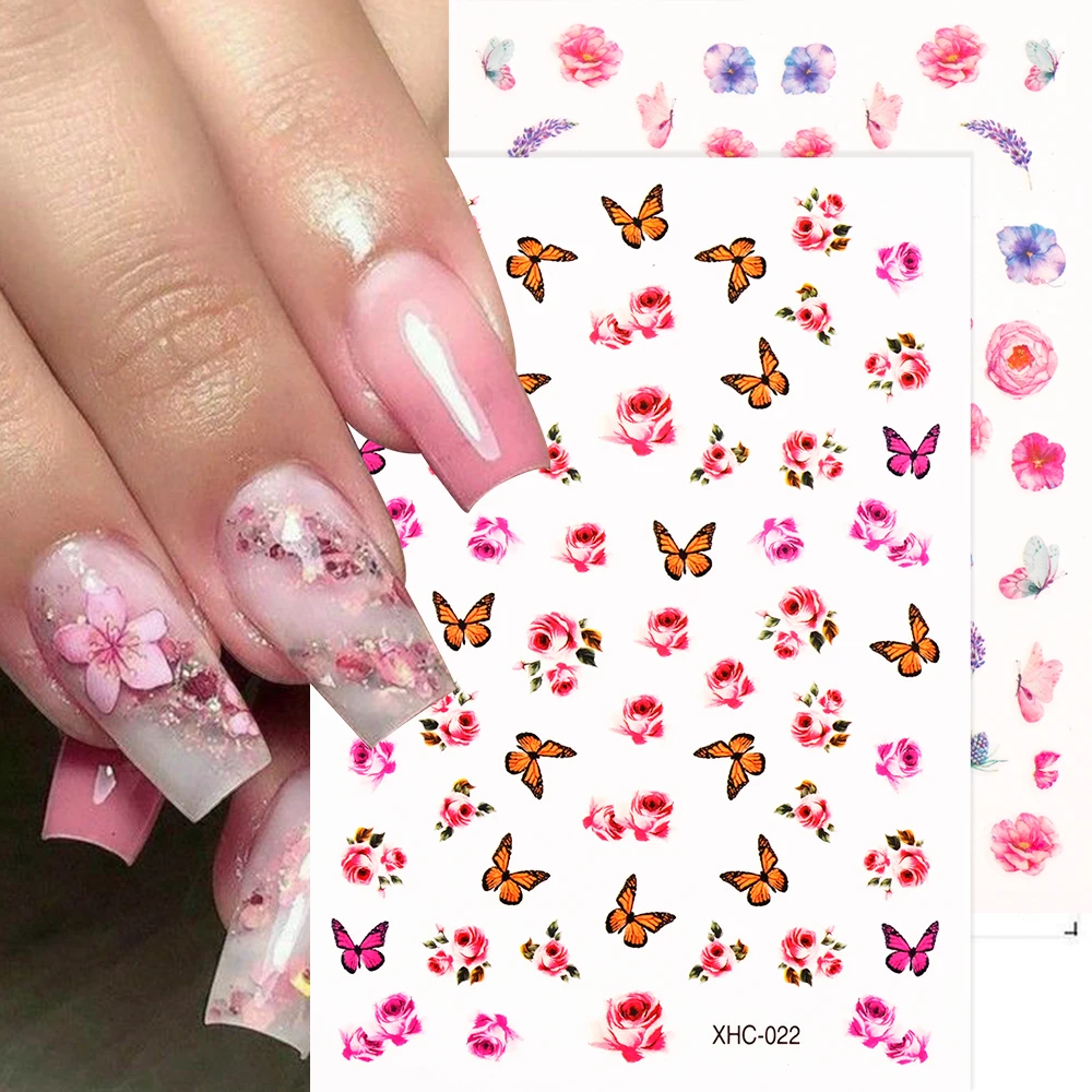 

16 шт./компл. 3D красочные наклейки для ногтей с бабочками и цветами Kawaii бабочки и фрукты наклейки для дизайна ногтей украшения DIY маникюрные ползунки 7Q #