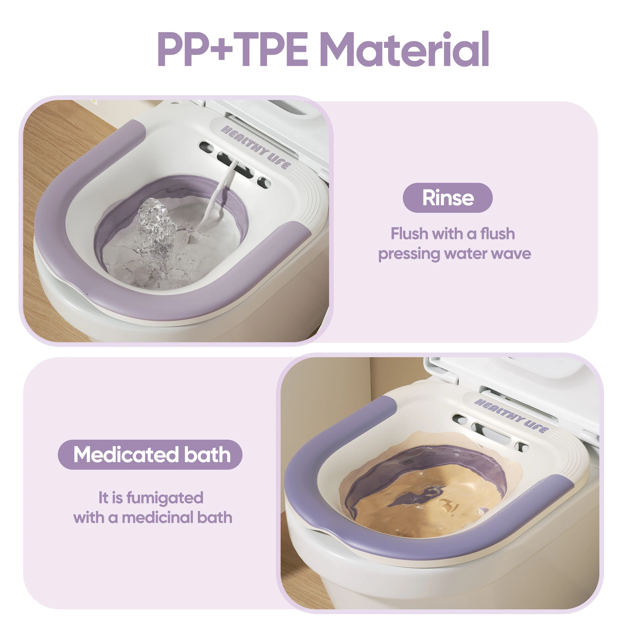 

Foldable Bidet Toilet Seat Bath PP+TPE Antibacterial Sitz Bath for Postpartum Hemorrhoid Pregnant Women (3 Colors)