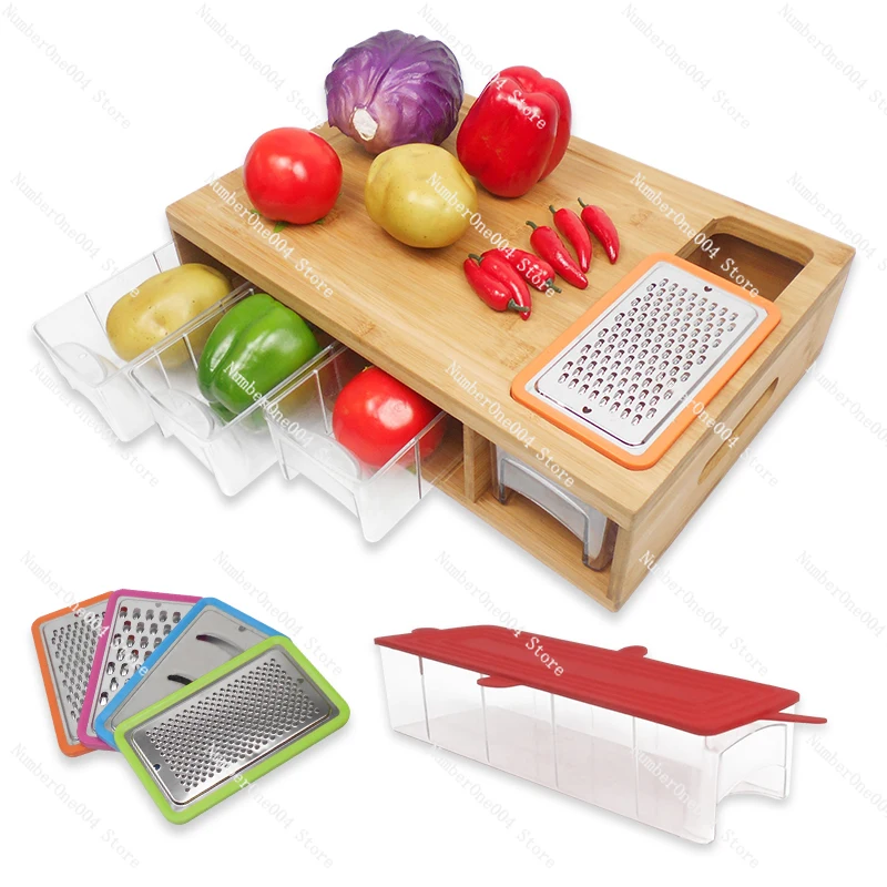 For Large Bamboo Cutting Board Chopping Blocks With Trays Draws Wood Butcher Block With 4 Drawers