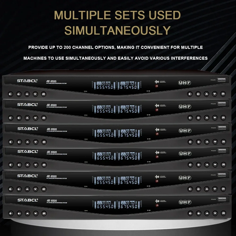 

Professional ST-9320 UHF 2-Channel Metal Handheld Wireless Microphone Stage Performance Studio Use Portable XLR
