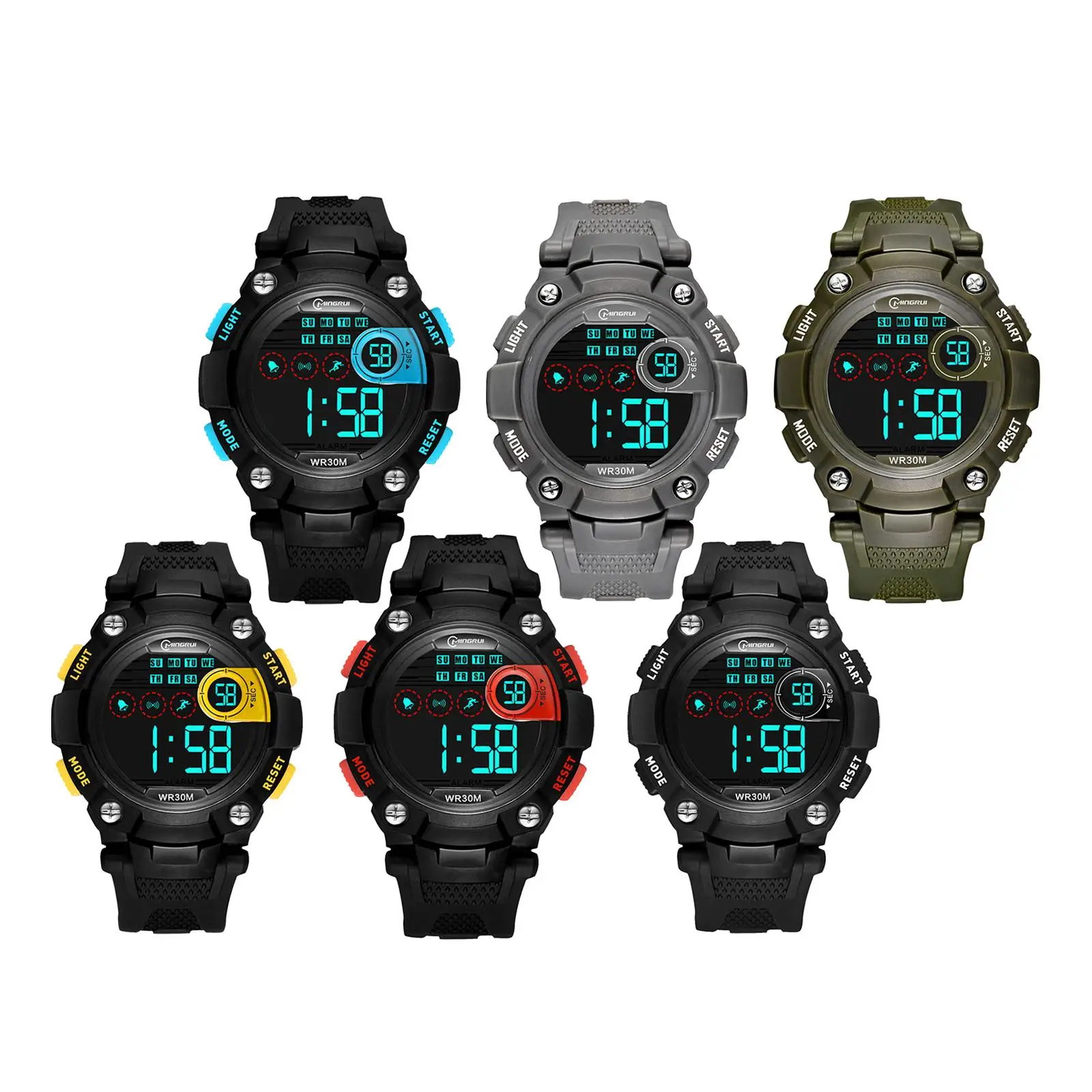 Waterproof Electronic Watch for Swimming Sport Outdoor Multifunction Digital Alarm Stopwatch Calendar Luminous Display Student
