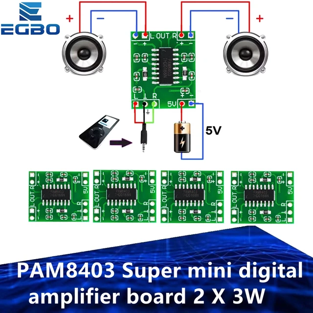 5PCS PAM8403 Super mini płytka wzmacniacza cyfrowego 2 * 3W Płytka wzmacniacza cyfrowego klasy D wydajny zasilacz USB 2,5 do 5V