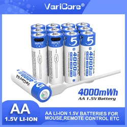 1-50PCS VariCore 4000T Original AA 1.5V 4000mWh Large Capacity Lithium Rechargeable Battery Type-C USB Fast Charge for Mouse Toy