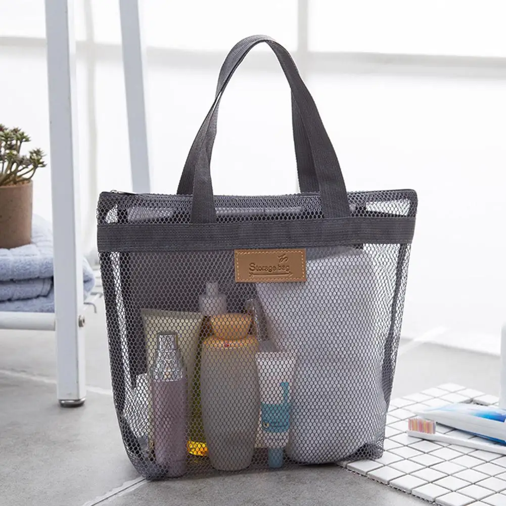 Mesh Makeup Toiletry Storage Bags Handbags Portable Travel Beach Washing Shower Tools Organizer Tote Cosmetic Organizer Pouch