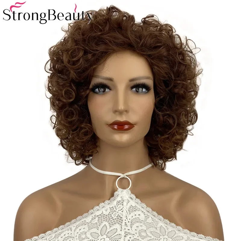 

StrongBeauty Short Curly Wig Synthetic Women Wigs Heat Resistant Natural Capless Hair