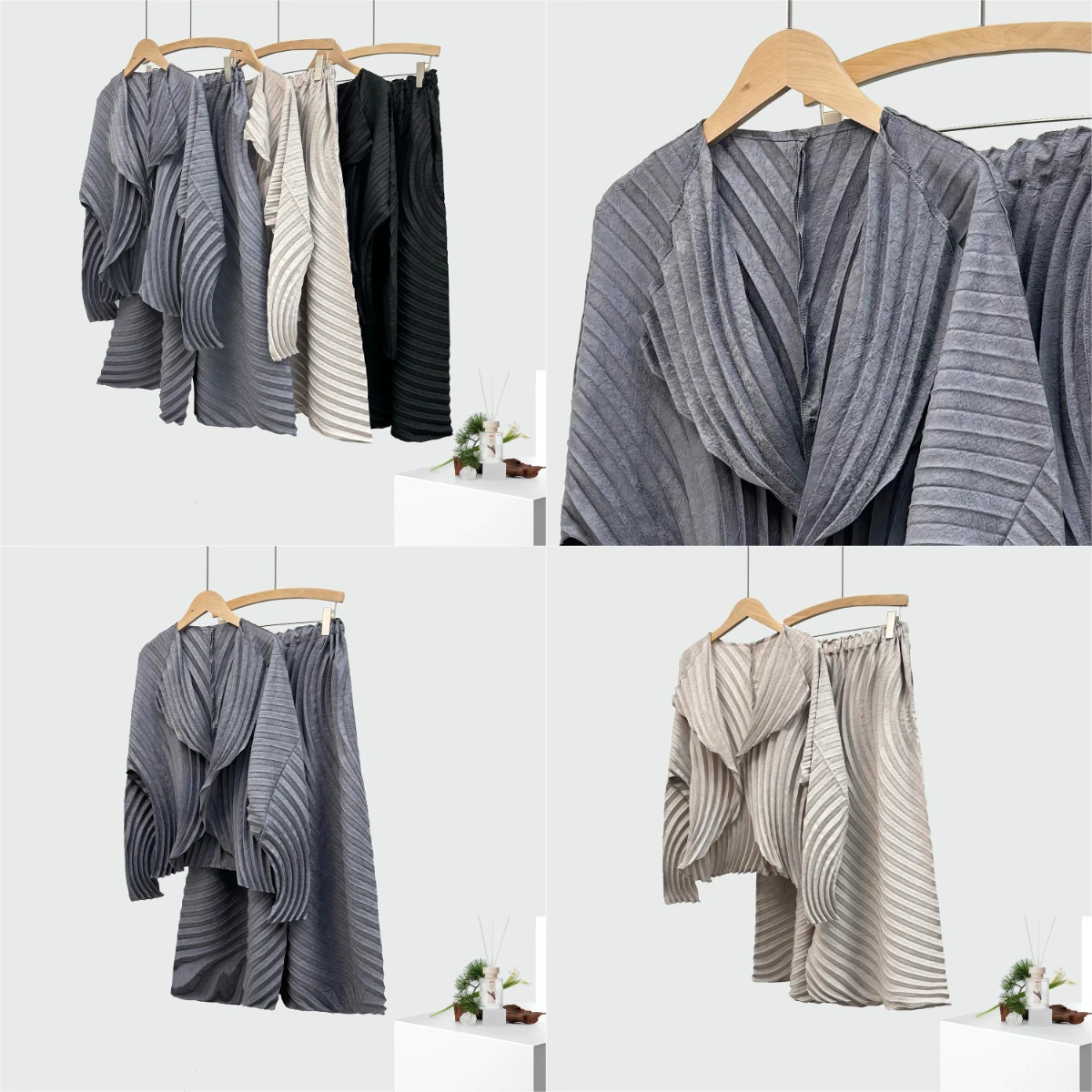 

Miyake Fashion Premium Light Luxury Women's Suit Autumn Asymmetric Cardigan Jacket Wide-Leg Trousers Versatile Two-Piece Set