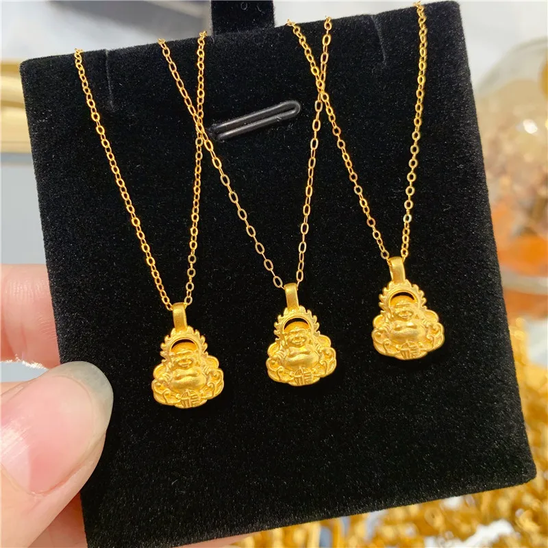 

1pcs 24K Yellow Gold Pendant /Lucky 3D Hard Gold Small Blame Buddha For Women Men Baby Charms Pendant