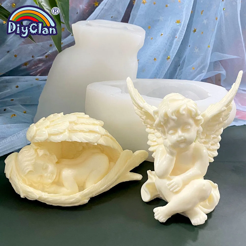 3D Angel Silicone Candle Mold Sleeping Angel Styles DIY Making Ornaments Soap Aromatherapy Gypsum Epoxy Resin Mould Baking Tools