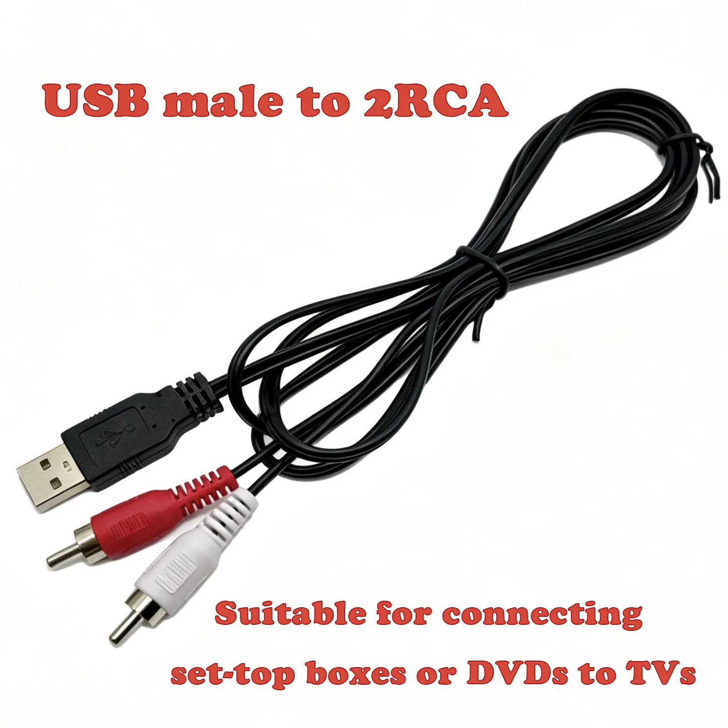 USB male to 2RCA double lotus AV cable, USB male to 2AV set-top box/TV audio and video cable, adapter cable