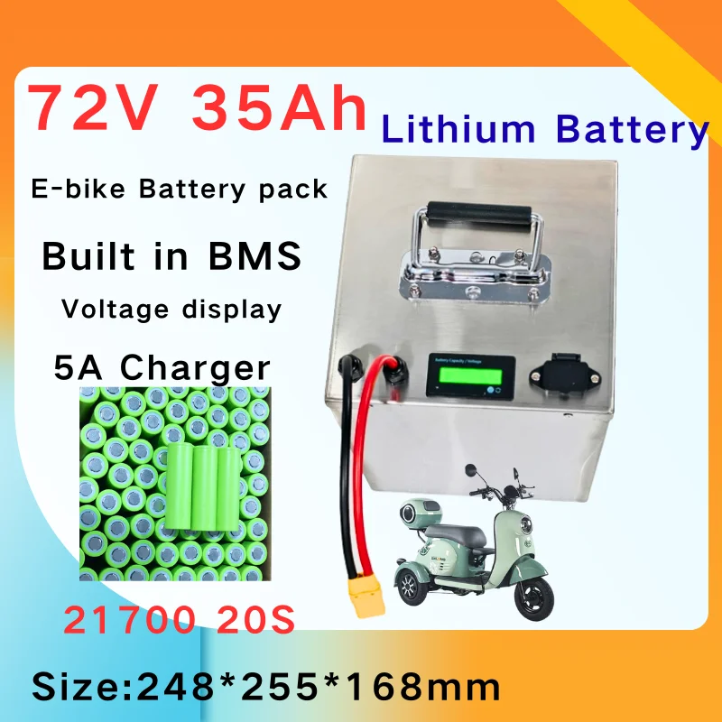XNY E-bike battery pakk 72v 35Ah Lithium battery BMS for 3000w 5000w 7000W e-bike motor Vehicle tricycle scooters +5A charger